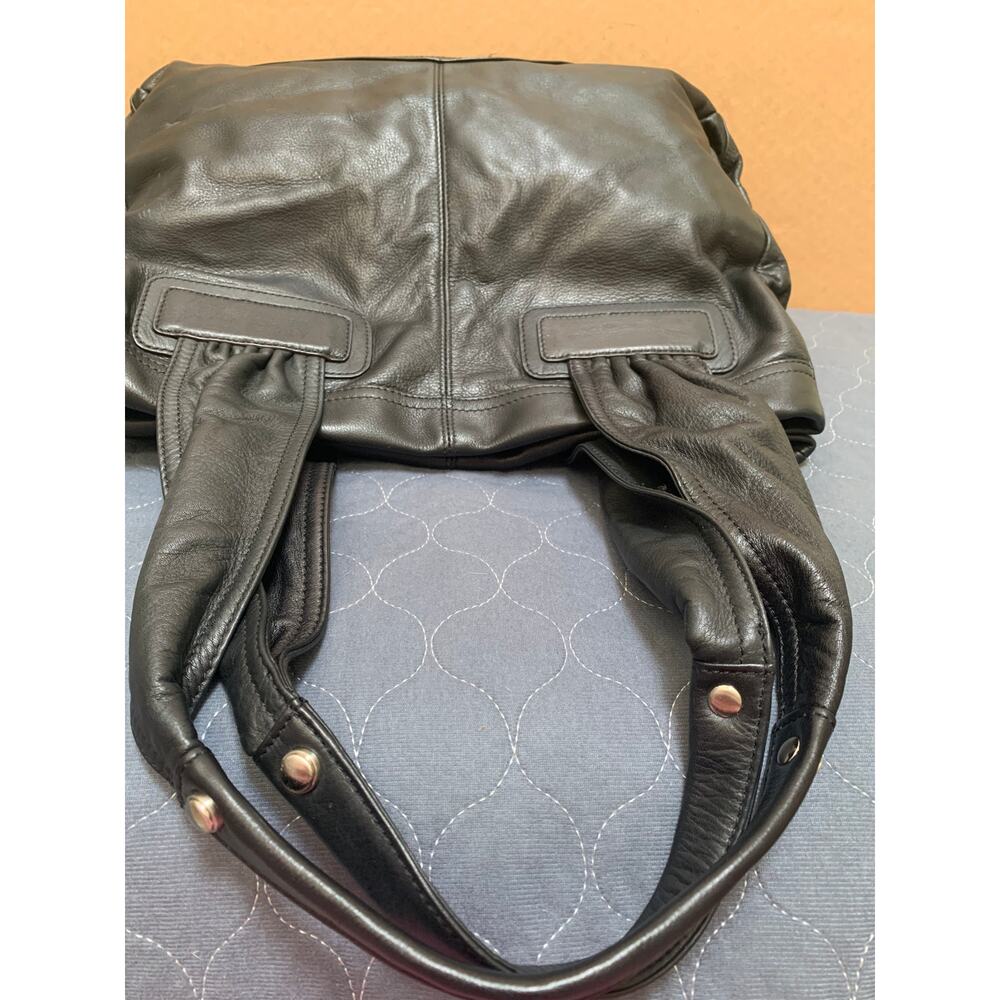 B MAKOWSKY Large Butter Soft Black Leather Double Strap Shoulder Bag Tote - Picture 5 of 16